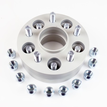 Coppia distanziali da 25mm a doppia bulloneria CON colonnetta premontata e dado adatto a cerchi Originali per Land Rover Range R