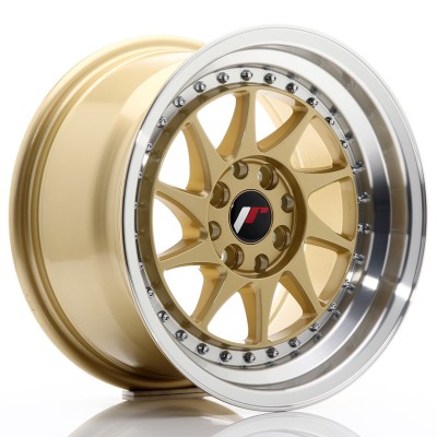 Cerchio in lega JR Wheels JR26 15x8 ET25 4x100/108 Gold w/Machined Lip