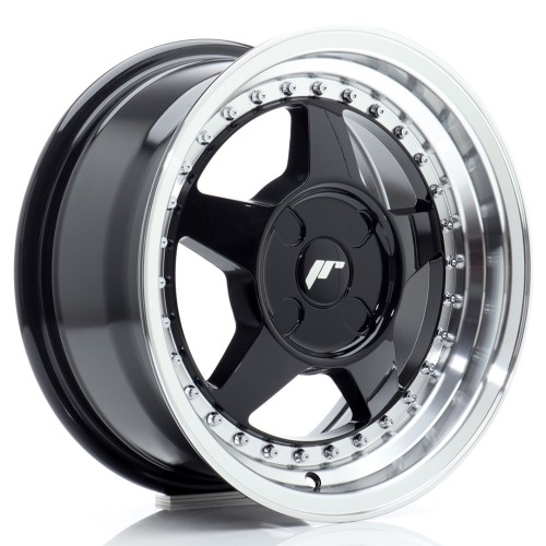 Cerchio in lega JR Wheels JR6 15x7 ET20-35 4H BLANK Gloss Black w/Machined Lip