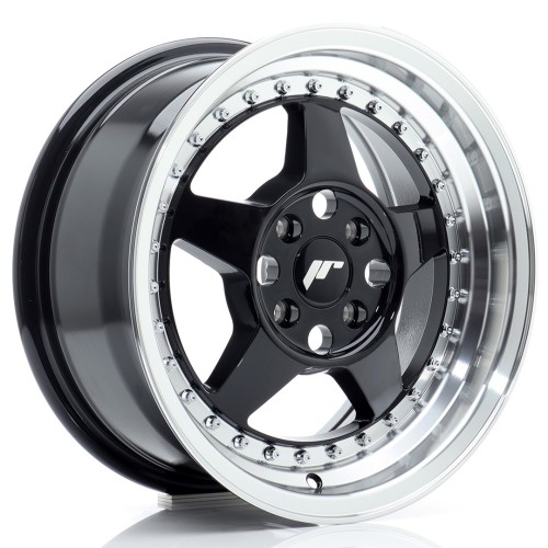 Cerchio in lega JR Wheels JR6 15x7 ET35 4x100 Gloss Black w/Machined Lip