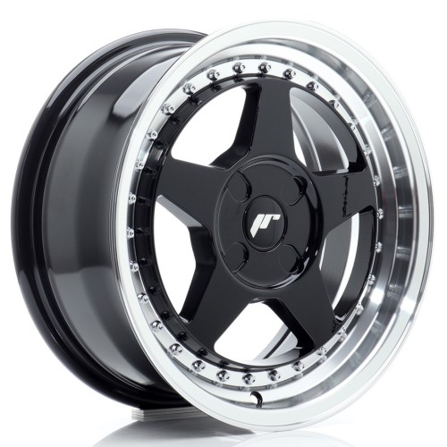 Cerchio in lega JR Wheels JR6 16x7 ET20-35 4H BLANK Gloss Black w/Machined Lip