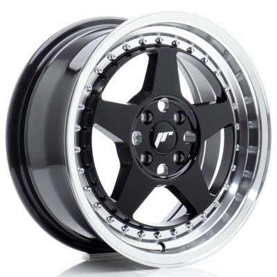 Cerchio in lega JR Wheels JR6 16x7 ET35 4x100 Gloss Black w/Machined Lip