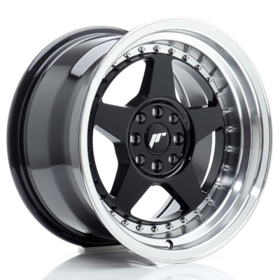 Cerchio in lega JR Wheels JR6 16x9 ET20 4x100/108 Gloss Black w/Machined Lip