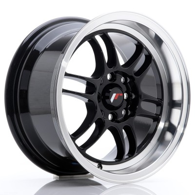 Cerchio in lega JR Wheels JR7 15x8 ET35 4x100/114 Glossy Black w/Machined Lip