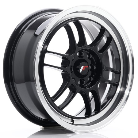 Cerchio in lega JR Wheels JR7 16x7 ET38 4x100/114 Gloss Black w/Machined Lip