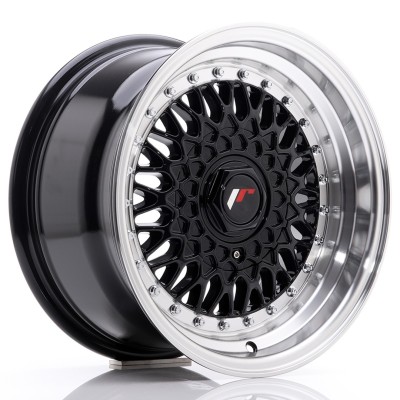 Cerchio in lega JR Wheels JR9 15x8 ET20 4x100/108 Gloss Black w/Machined Lip