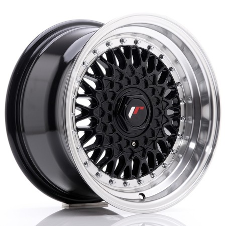 Cerchio in lega JR Wheels JR9 15x8 ET20 4x100/108 Gloss Black w/Machined Lip