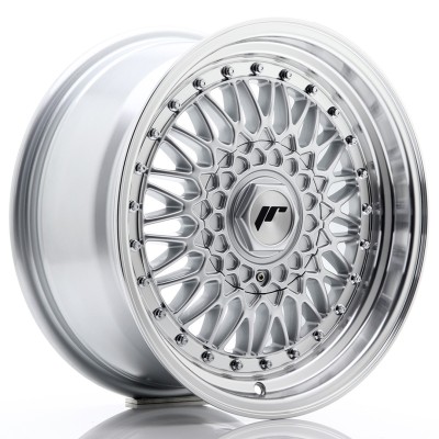 Cerchio in lega JR Wheels JR9 16x7,5 ET25 4x100/108 Silver w/Machined Lip+Silver Rivets
