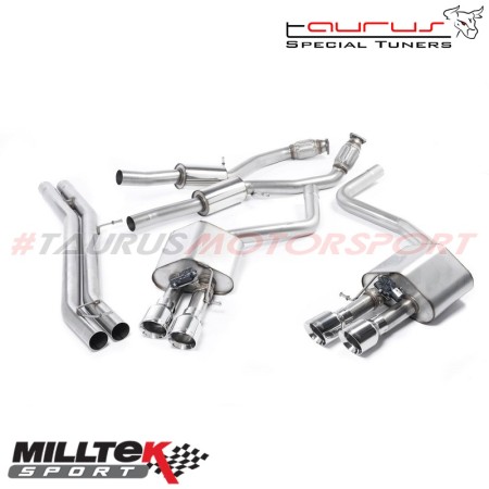 SSXAU465 Milltek Cat-back Resonated Audi S8 D4 4.0 Tfsi Tiptronic scarico sportivo terminale marmitta decat skat 200 celle