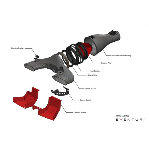 Eventuri EVE-GR86-CF-INT Aspirazione diretta in carbonio lucido Toyota GR86 filtro sportivo