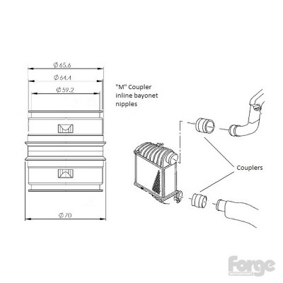 FMABHCM Accoppiatore maschio in alluminio per manicotti - Tipo M - Incastri fuori asse  Accessori Universali Accoppiatori in all