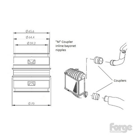 FMABHCM Accoppiatore maschio in alluminio per manicotti - Tipo M - Incastri fuori asse  Accessori Universali Accoppiatori in all