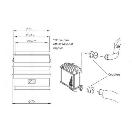 FMABHCN Accoppiatore maschio in alluminio per manicotti - Tipo N - Incastri in linea  Accessori Universali Accoppiatori in allum