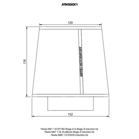 ATIKSOCK1 Airtec Calza filtro anti acqua/sporco/neve filtro138x120x152mm calzino protezione