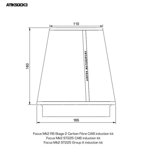 ATIKSOCK3 Airtec Calza filtro anti acqua/sporco/neve filtro160x110x165mm calzino protezione