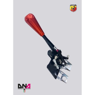 DNA Racing PC1571R Torretta cambio regolabile anodizzata nera con pomello stile 695 rosso Abarth 500/595/695 leveraggio pomello  2