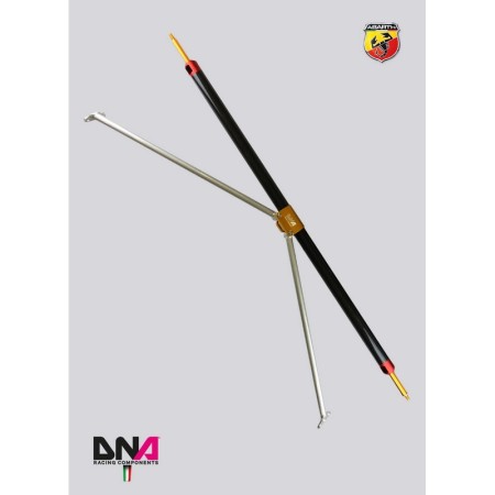 DNA Racing PC1696 Barra duomi posteriore in carbonio con tiranti Abarth 500/595/695 assetto telaio pianale rinforzo barraduomi