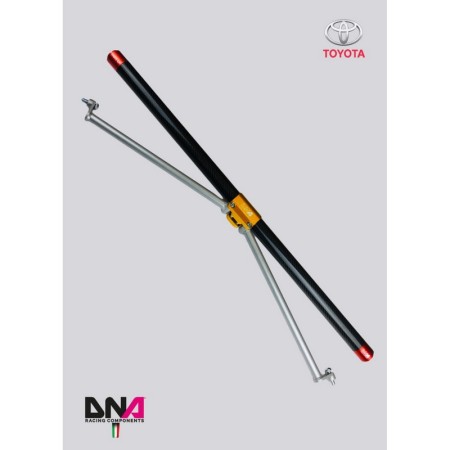DNA Racing PC1697 Barra duomi posteriore in carbonio con tiranti Toyota Yaris GR 1.6 assetto telaio pianale rinforzo barraduomi