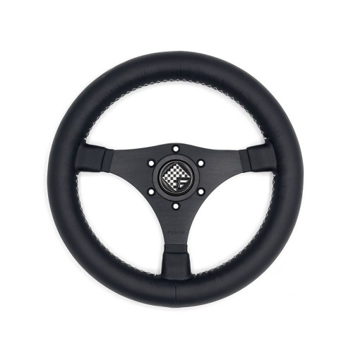 Volante sportivo Jarama da 330mm in pelle nera - FUSINA Classic FU-JAR330