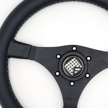 Volante sportivo Jarama da 350mm in pelle nera - FUSINA Classic FU-JAR350