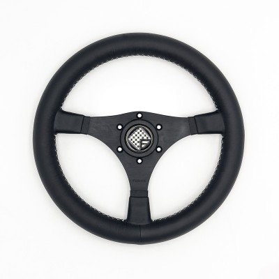 Volante sportivo Jarama da 370mm in pelle nera - FUSINA Classic FU-JAR370