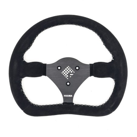 Volante sportivo Donington da 280mm in scamosciato nero - FUSINA Racing FU-DON280S