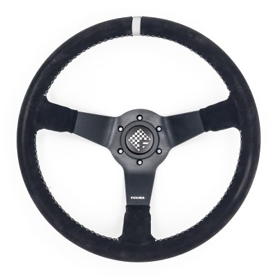 Volante sportivo Sisteron 90 da 350mm e profondità 90mm (calice) in scamosciato nero - FUSINA Racing FU-SIS35090S