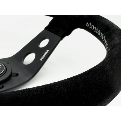 Volante sportivo Langan da 350mm e profondità 90mm (calice) in scamosciato nero - FUSINA Racing FU-LAN350S 2