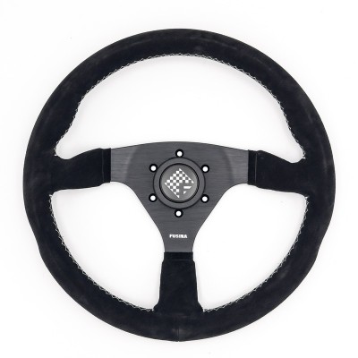 Volante sportivo Zandvoort da 300mm e profondità 37mm in scamosciato nero - FUSINA Racing FU-ZAN300S