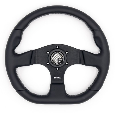 Volante sportivo Sestriere da 330mm e profondità 37mm in pelle nera - FUSINA Performance FU-SES330P