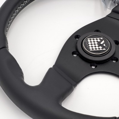 Volante sportivo Sestriere da 330mm e profondità 37mm in pelle nera - FUSINA Performance FU-SES330P 2