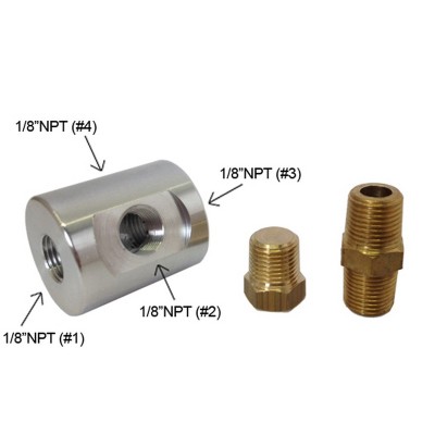 Malpassi 30131ART3MPT Adattatore raccordo manometro a T con 4 filetti 1/8" NPT