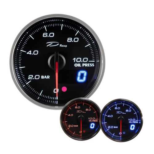Manometro Analogico/Digitale Pressione Olio 0-10 bar DEPO Racing da 60mm - DX6027B-WP strumentazione manometri strumenti supplem