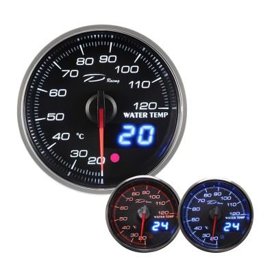 Manometro Analogico/Digitale Temperatura Acqua 40-140° DEPO Racing da 60mm - DX6037B-WP strumentazione manometri strumenti suppl