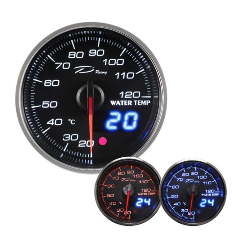 Manometro Analogico/Digitale Temperatura Acqua 40-140° DEPO Racing da 60mm - DX6037B-WP strumentazione manometri strumenti suppl