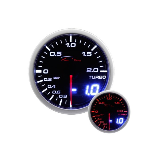 Manometro Dual View Pressione Turbo Elettronico -1+2 bar DEPO Racing da 52mm - WA5201BLED strumentazione manometri strumenti sup