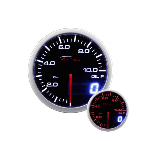Manometro Dual View Pressione Olio 0-10 bar DEPO Racing da 52mm - WA5227BLED strumentazione manometri strumenti supplementari st