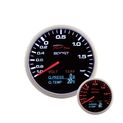 Manometro 4 in 1 DEPO Racing - TURBO / Voltmetro / Pressione e Temperatura Olio da 60mm - WA60014B strumentazione manometri stru