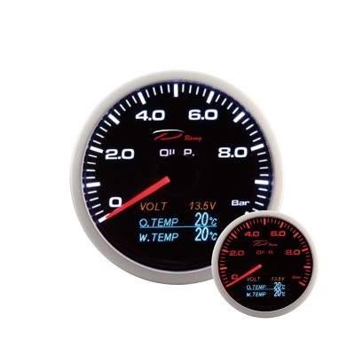 Manometro 4 in 1 DEPO Racing - PRESSIONE OLIO / Voltmetro / Temperatura Olio e Acqua da 60mm - WA60274B strumentazione manometri
