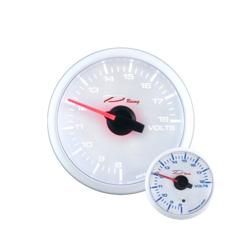 Manometro Voltmetro 8-18V  DEPO Racing da 52mm - WBL5291W strumentazione manometri strumenti supplementari strumento aggiuntivo 