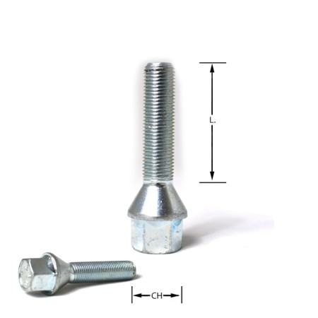 Bullone conico M12x1,50 chiave 19 L.40mm M12 1,50 12x1,50 1,5 12x1,5 bulloni vite viti conici