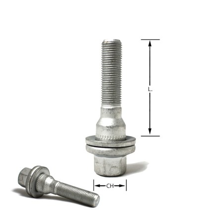 Bullone piatto M12x1,25 chiave 17 L.50mm per Peugeot / Citroen M12 1,25 12x1,25 bulloni vite viti piatti