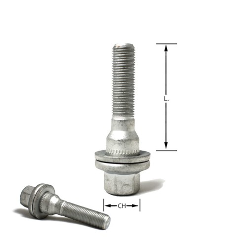 Bullone piatto M12x1,25 chiave 17 L.55mm per Peugeot / Citroen M12 1,25 12x1,25 bulloni vite viti piatti