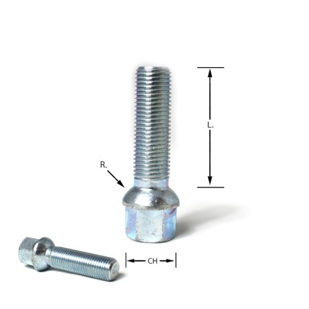 Bullone sferico M12x1,50 chiave 17 L.50mm raggio 12mm M12 1,50 12x1,50 1,5 12x1,5 bulloni vite viti sferici