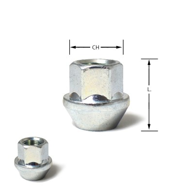 Dado conico aperto M12x1,25 chiave 19 L.24mm M12 1,25 12x1,25 dadi conici aperti