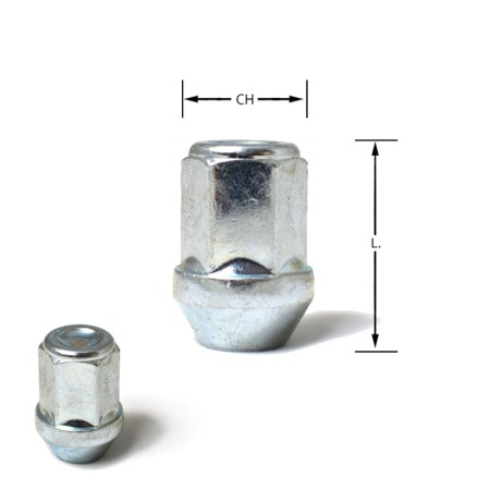 Dado conico chiuso M12x1,50 chiave 17 L.34mm M12 1,50 12x1,50 1,5 12x1,5 dadi conici chiusi