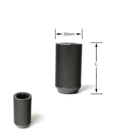 Dado conico stellare larghezza 20mm M12x1,50 L.37mm zincatura nera M12 1,50 12x1,50 1,5 12x1,5 JR Japan Racing XXR dadi conici s