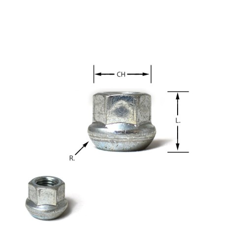 Dado sferico aperto M12x1,50 chiave 19 L.19mm M12 1,50 12x1,50 1,5 12x1,5 dadi sferici aperti