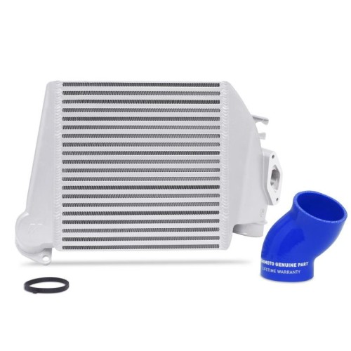 MMTMIC-WRX-08SLBL Mishimoto Intercooler maggiorato superiore per Subaru Impreza WRX 2002-2007, silver con manicotti blu