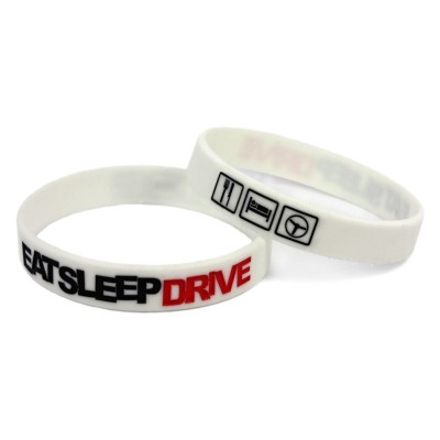 Braccialetto in silicone "Eat Sleep Drive silicone wristband" bianco TRS Tuning